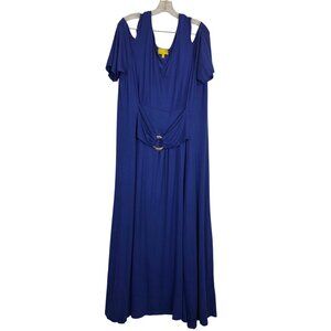 Liz Lange Purple‎ Dress Gold Ring Detail Short Sleeve Plus Size 3X Boho Cocktail